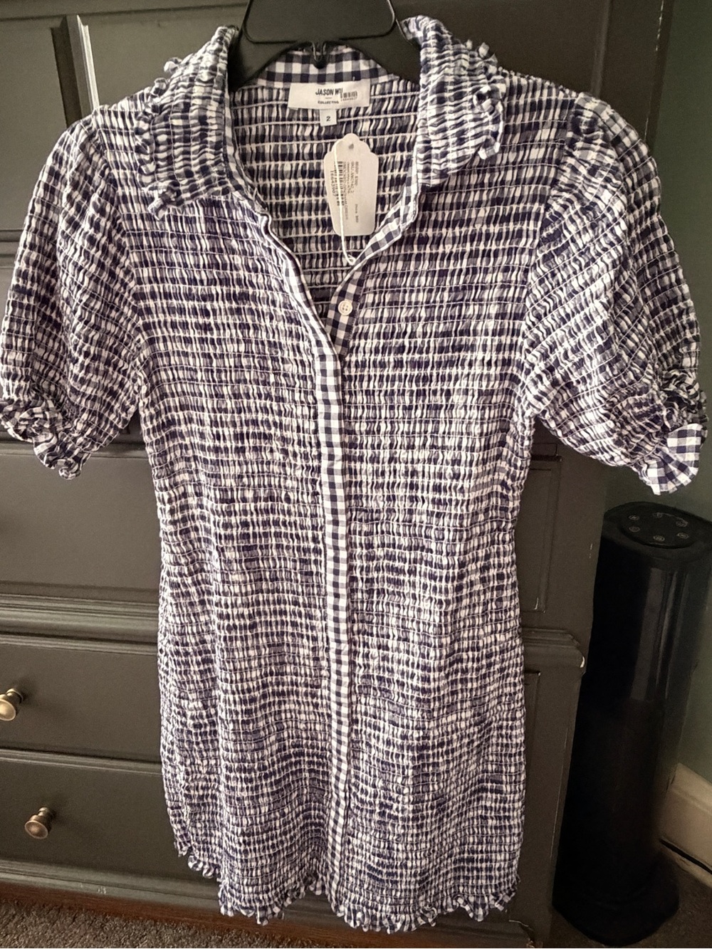 Jason Wu Navy and White Mini Shirt Dress